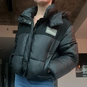 Black Cropped Puffer Jacket
